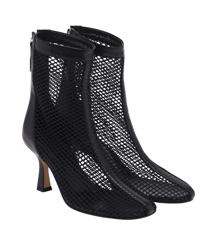 Photo: Souliers Martinez Fira leather-trimmed mesh ankle boots