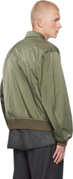 YLÈVE Khaki Nylon Twill Bomber Jacket