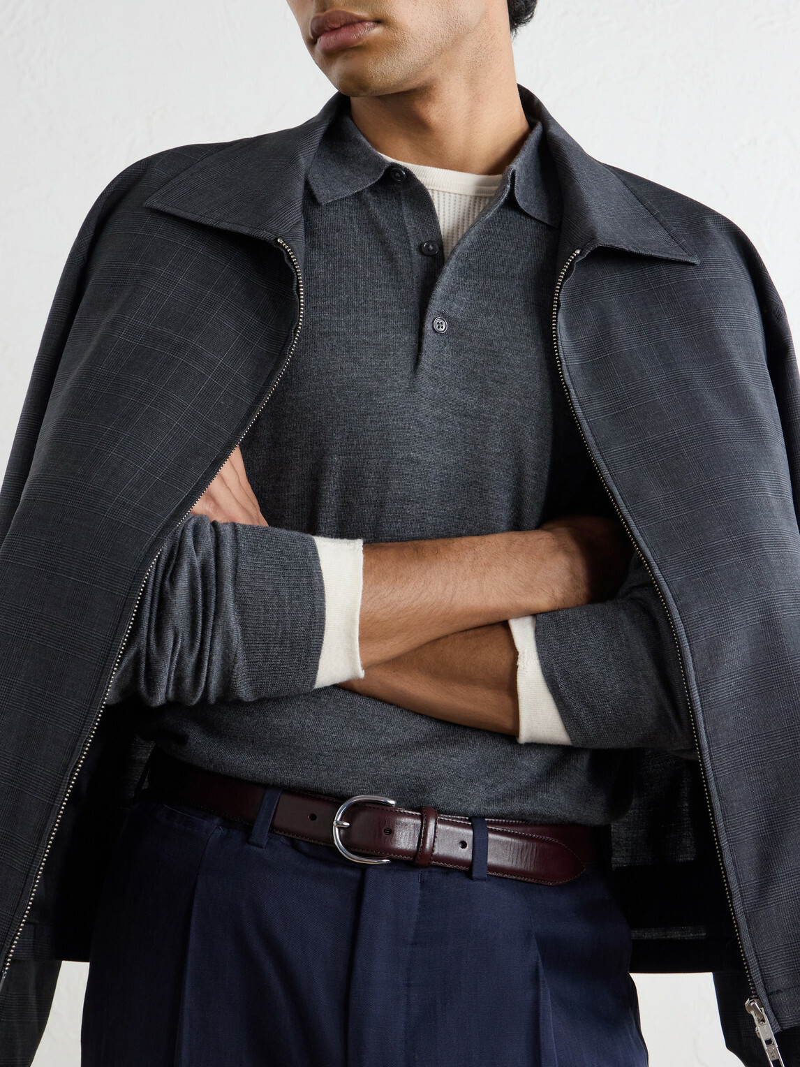 Altea - Wool, Silk and Cashmere-Blend Polo Sweater - Gray
