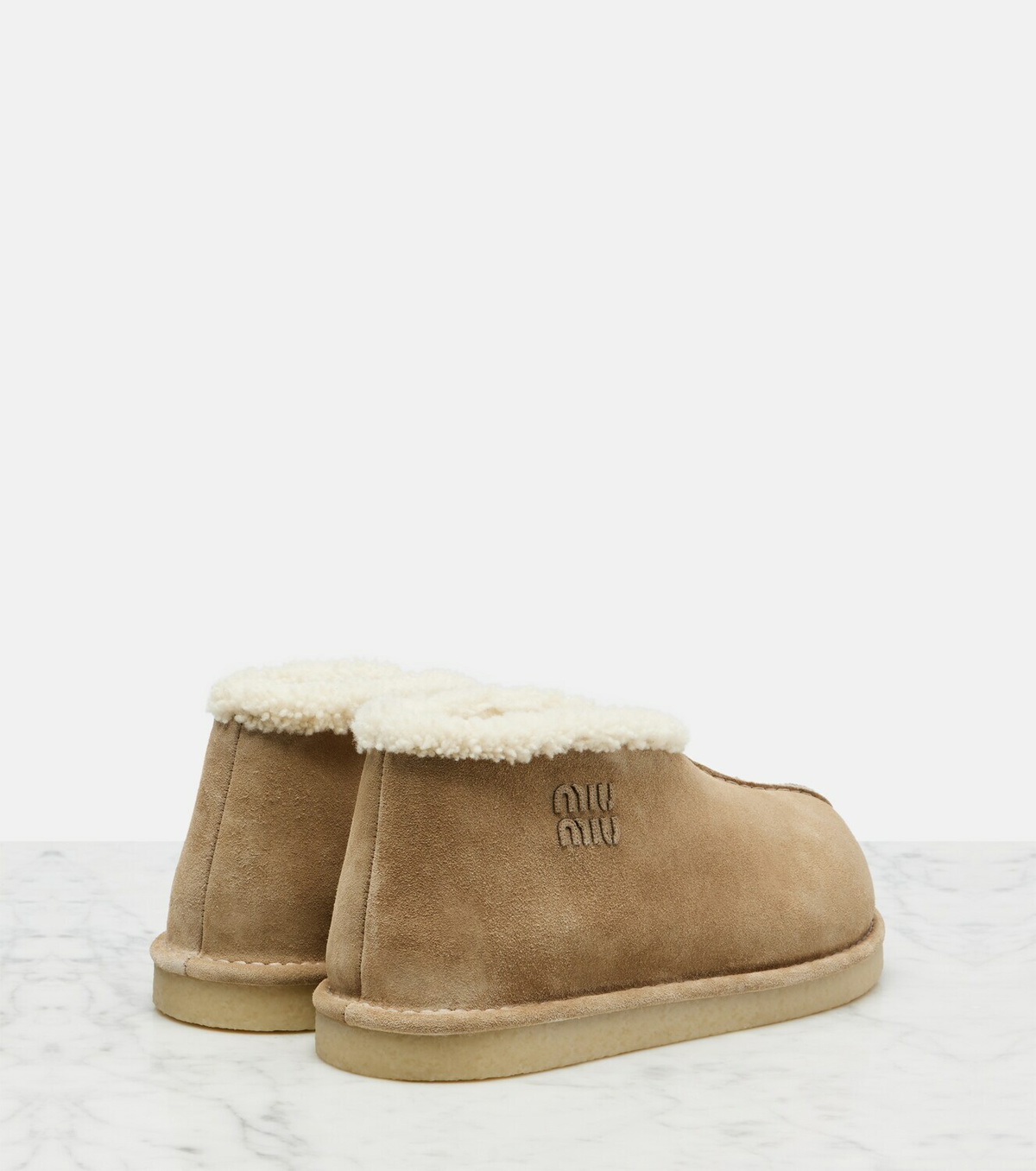 Miu Miu Shearling-lined suede ankle boots