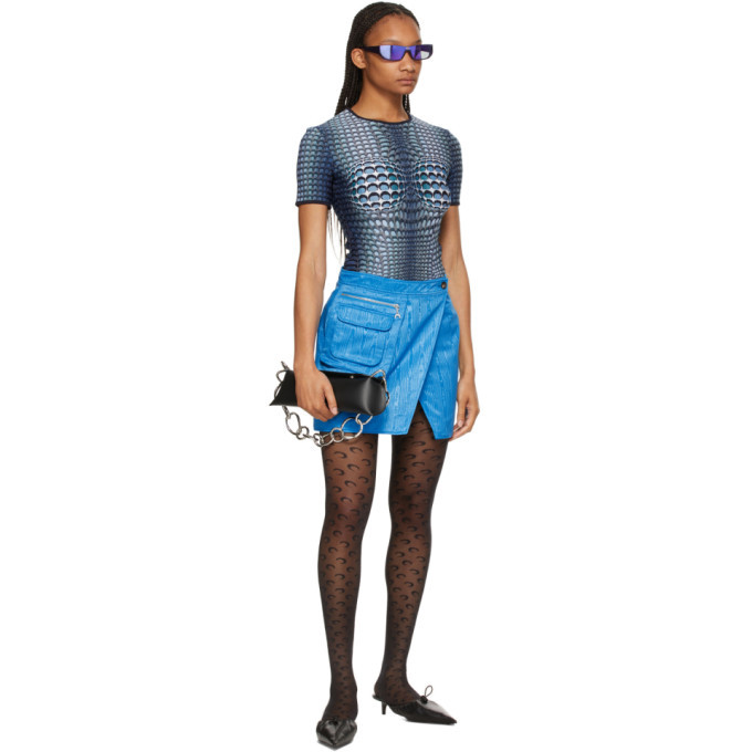 Marine Serre Blue Jacquard Moonfish Skin T-Shirt Marine Serre