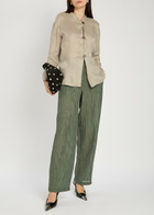 Emporio Armani Crinkled Straight-leg Trousers Olive
