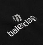 Balenciaga - Logo-Embroidered Fleece-Back Cotton-Jersey Hoodie - Black