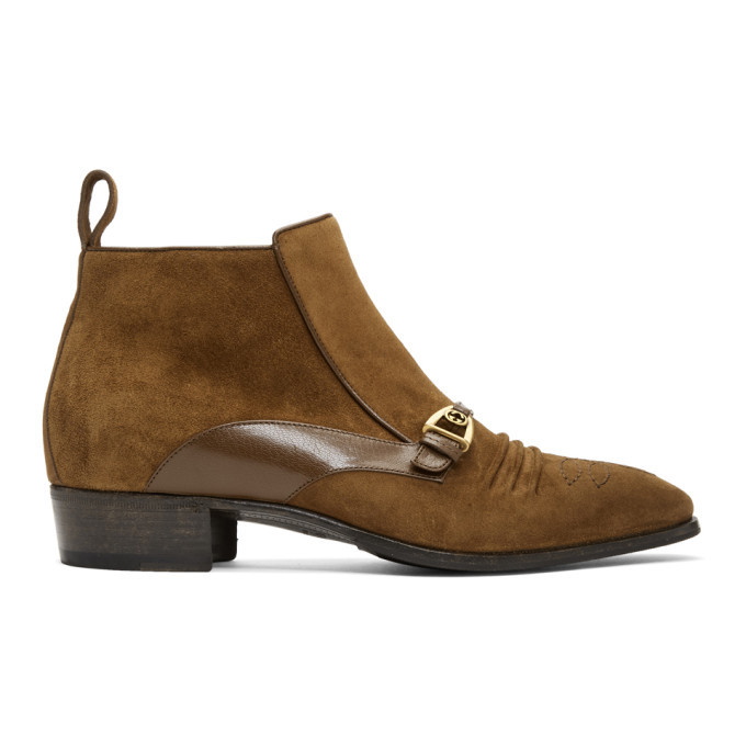 Photo: Gucci Brown Suede Ankle Boots