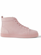 Christian Louboutin - Louis Orlato Grosgrain-Trimmed Suede High-Top Sneakers - Pink