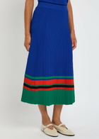Wales Bonner Island Ribbed-knit Midi Skirt Blue