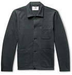 NN07 - Ben Herringbone Fleece-Back Cotton-Blend Jersey Jacket - Blue