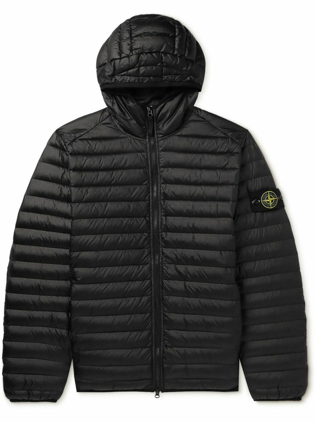 Photo: Stone Island - Channel Logo-Appliquéd Quilted Shell Hooded Down Jacket - Black