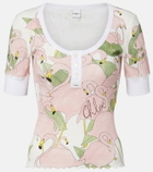 Chloé Printed cotton-blend Henley shirt