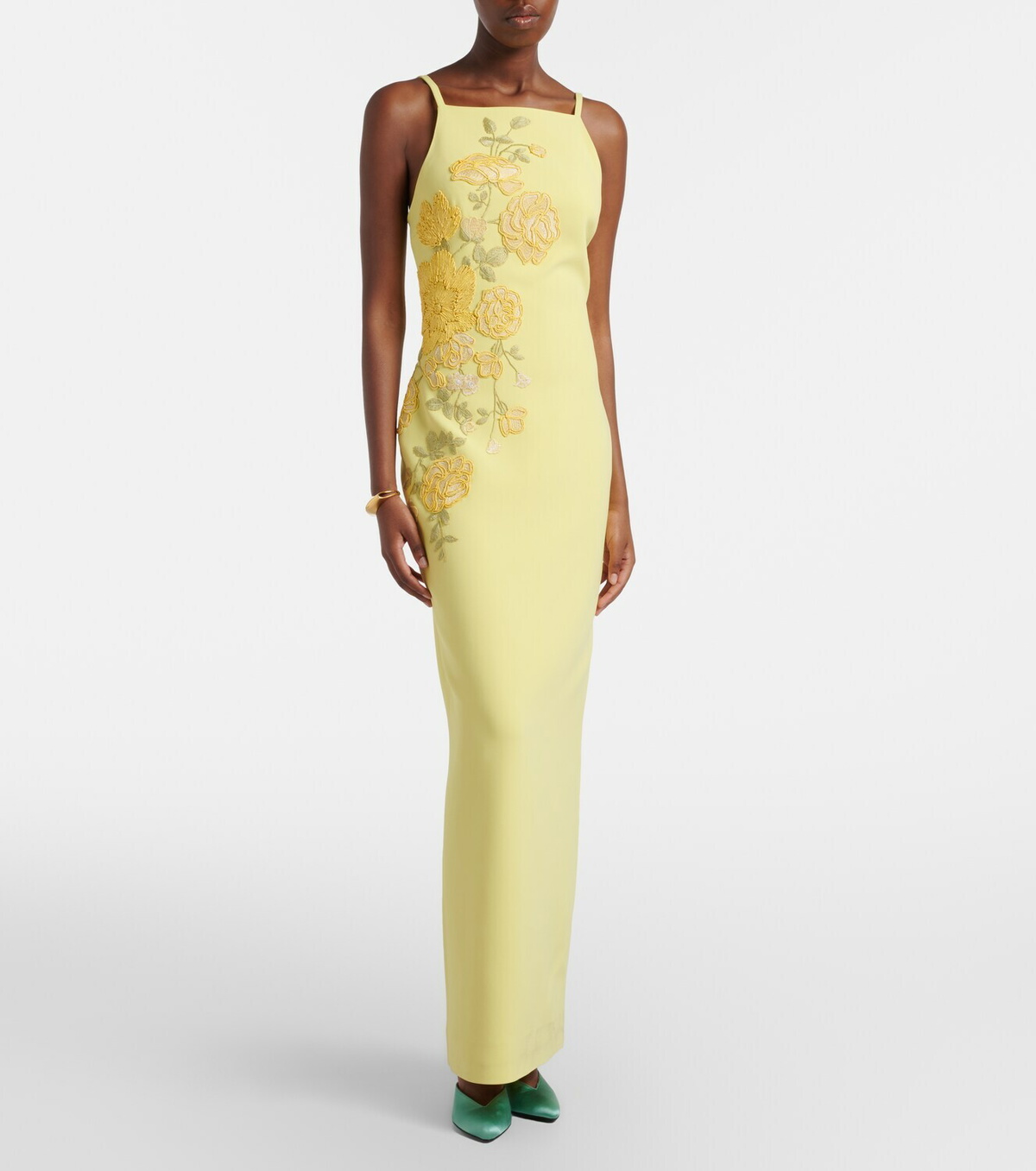 Elie Saab Embroidered halterneck cady maxi dress