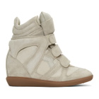Isabel Marant Ecru Suede Beckett Wedge Sneakers