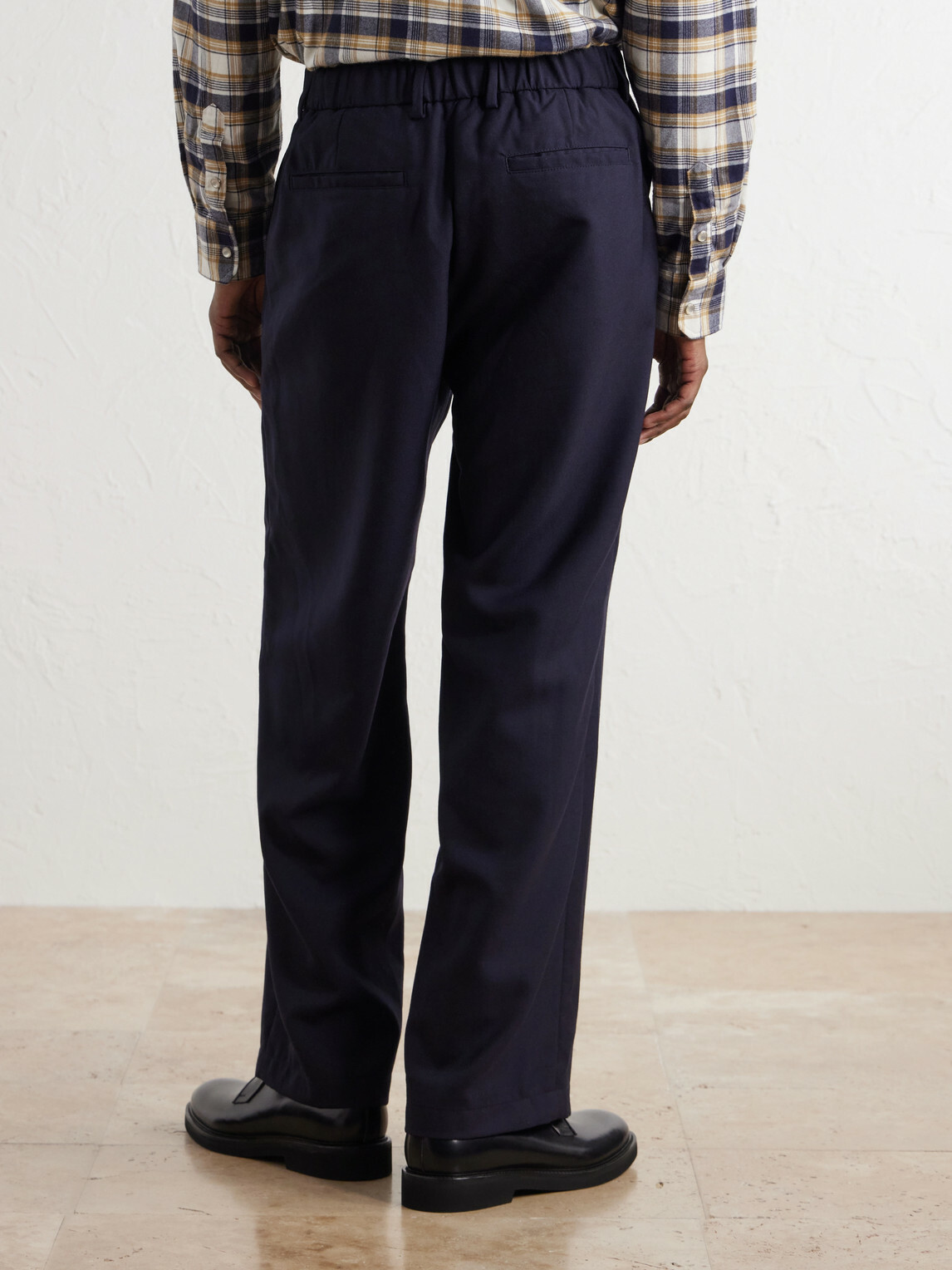 Mr P. - Wide-Leg Pleated Wool-Fresco Trousers - Blue
