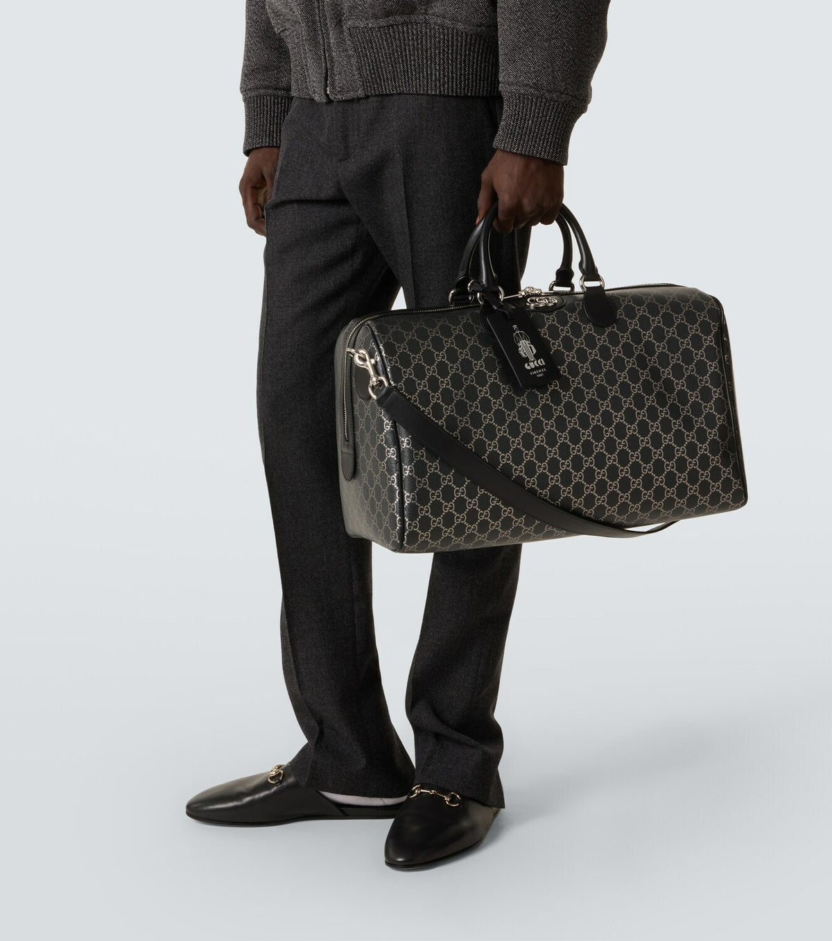 Gucci GG leather-trimmed duffel bag