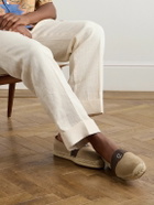 Christian Louboutin - Alfarica Logo-Embellished Leather and Grosgrain-Trimmed Suede Espadrilles - Neutrals