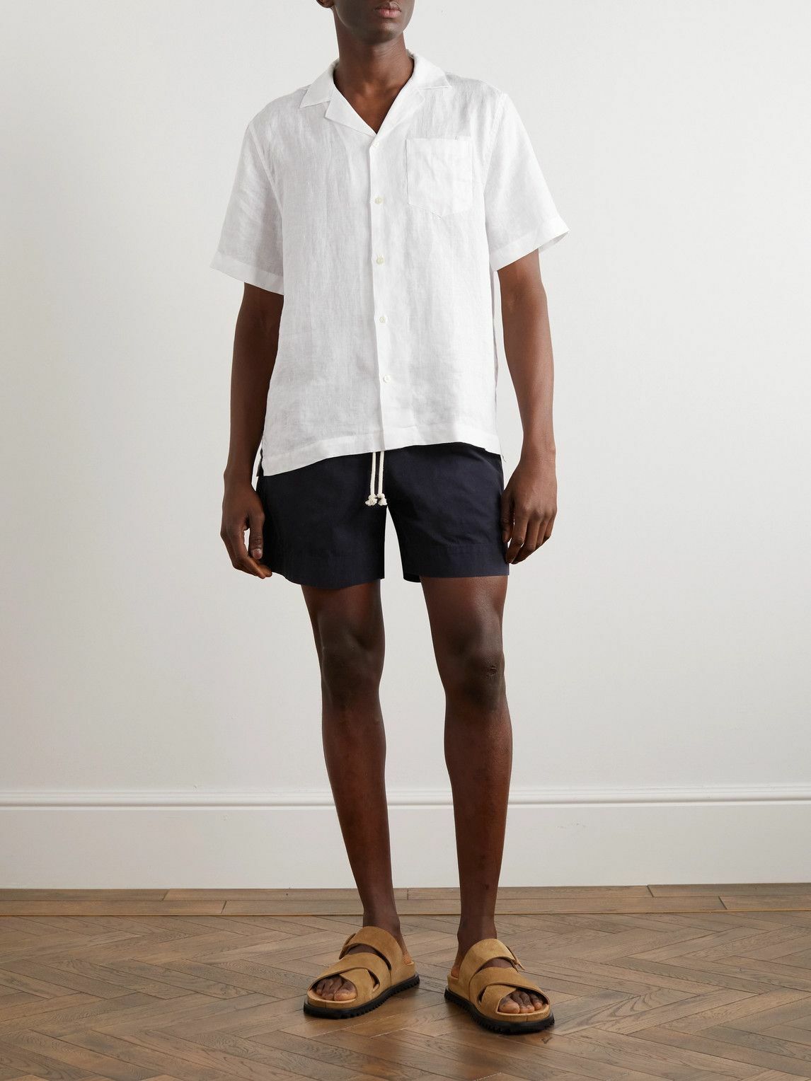 La Paz - Straight-Leg Cotton-Canvas Drawstring Shorts - Blue