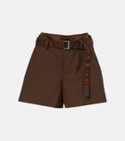 Sacai Belted satin-trimmed shorts