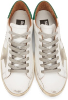 Golden Goose White & Green Suede Super-Star Sneakers