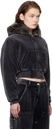 alexanderwang.t Black Velour Workwear Shearling Trim Jacket