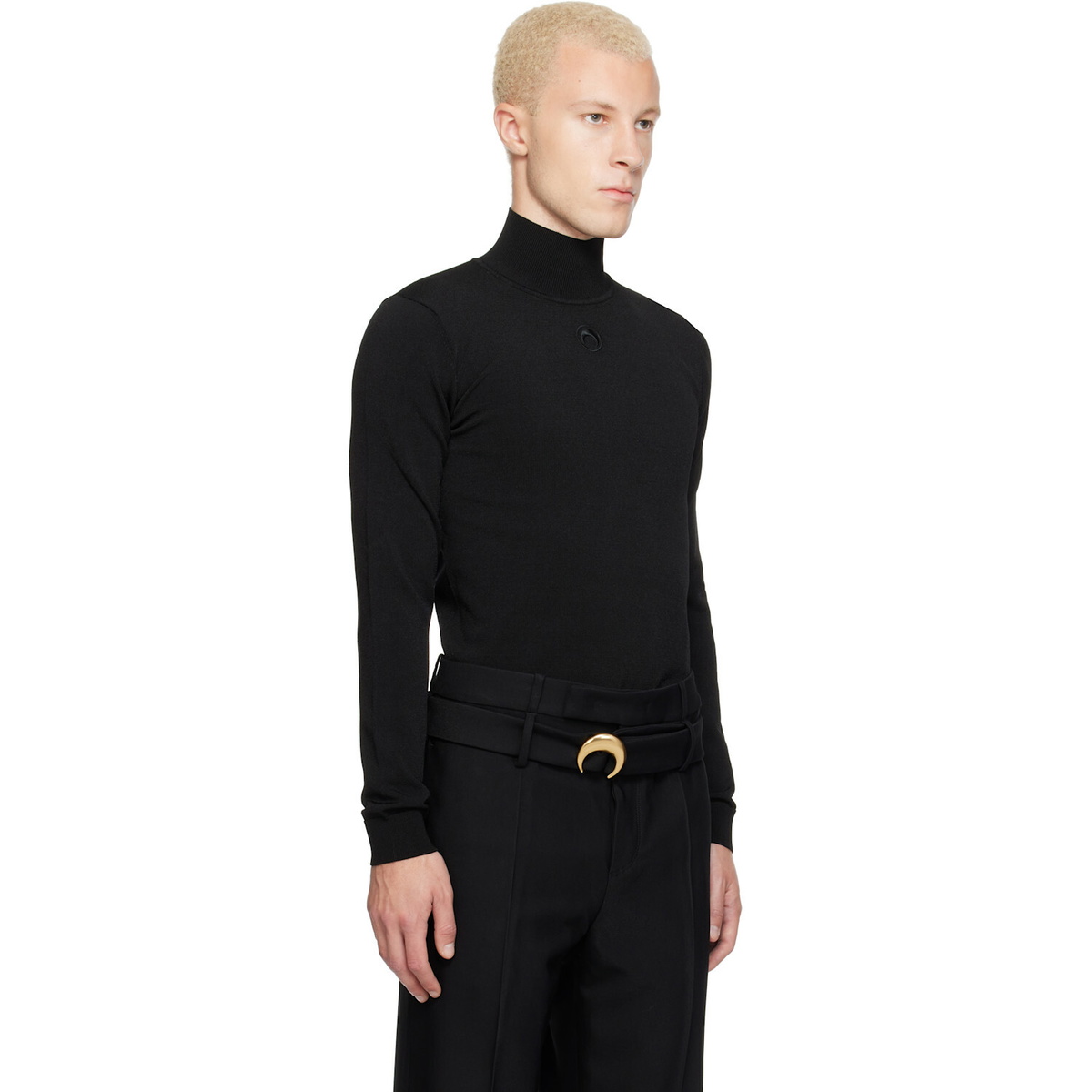 Marine Serre Black Moon Logo Knit Turtleneck