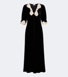 Rixo Simone lace-trimmed velvet midi dress