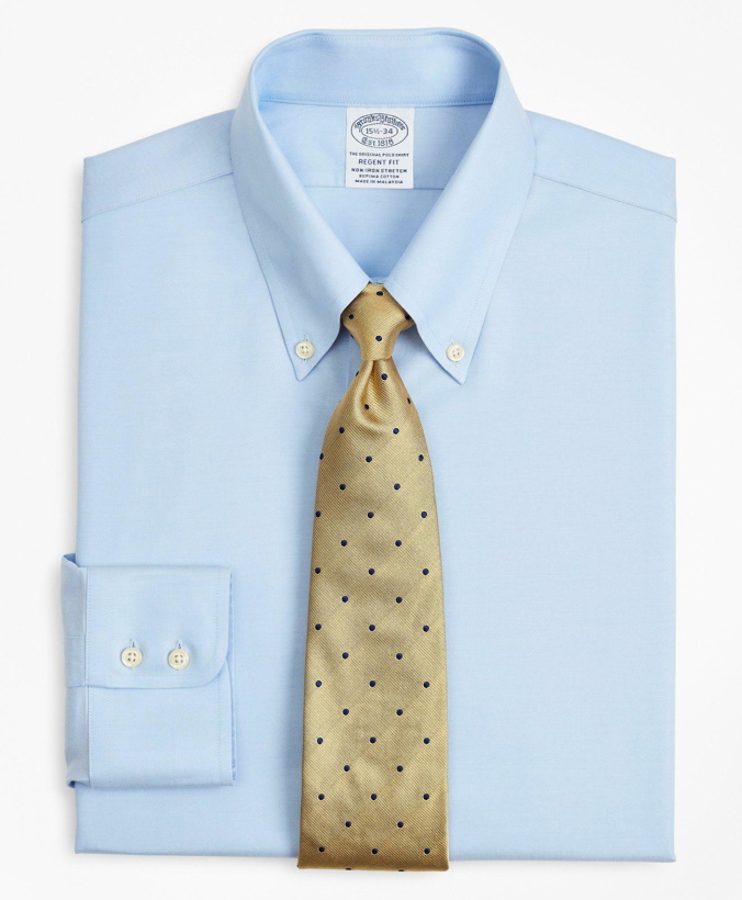Photo: Brooks Brothers Men's Stretch Regent Regular-Fit Dress Shirt, Non-Iron Twill Button-Down Collar | Light Blue