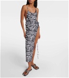 The Attico Zebra-print side-slit midi dress