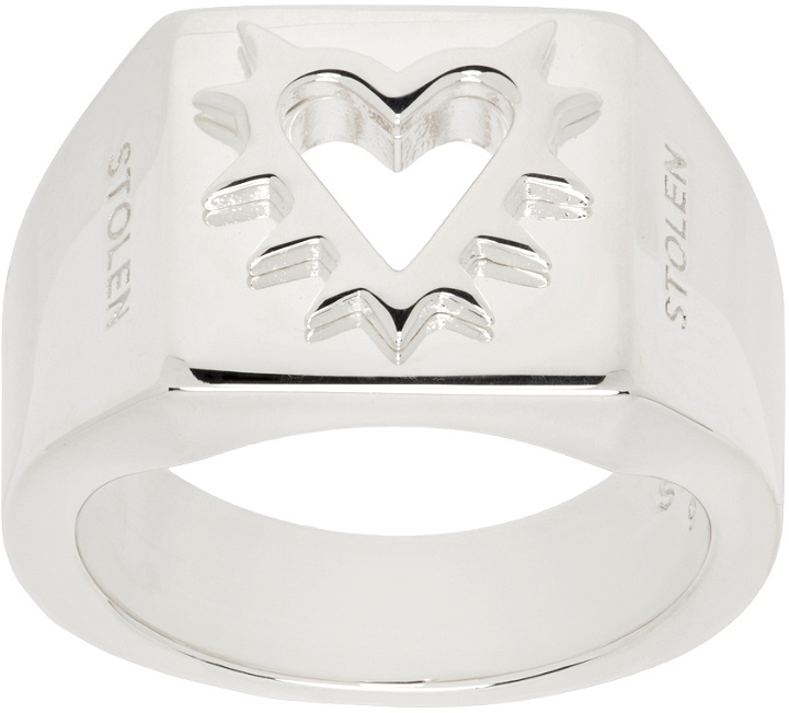 Photo: Stolen Girlfriends Club Silver Raised Spike Heart Signet Ring