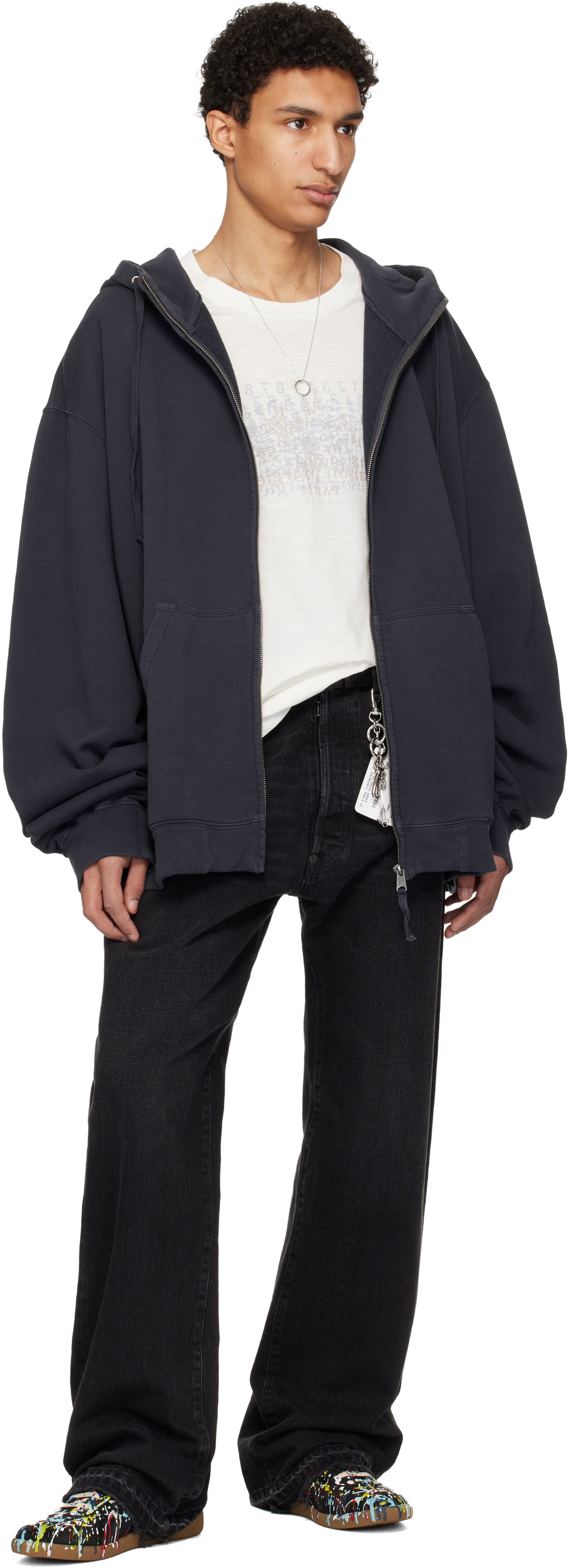 Maison Margiela Gray Embroidered Hoodie