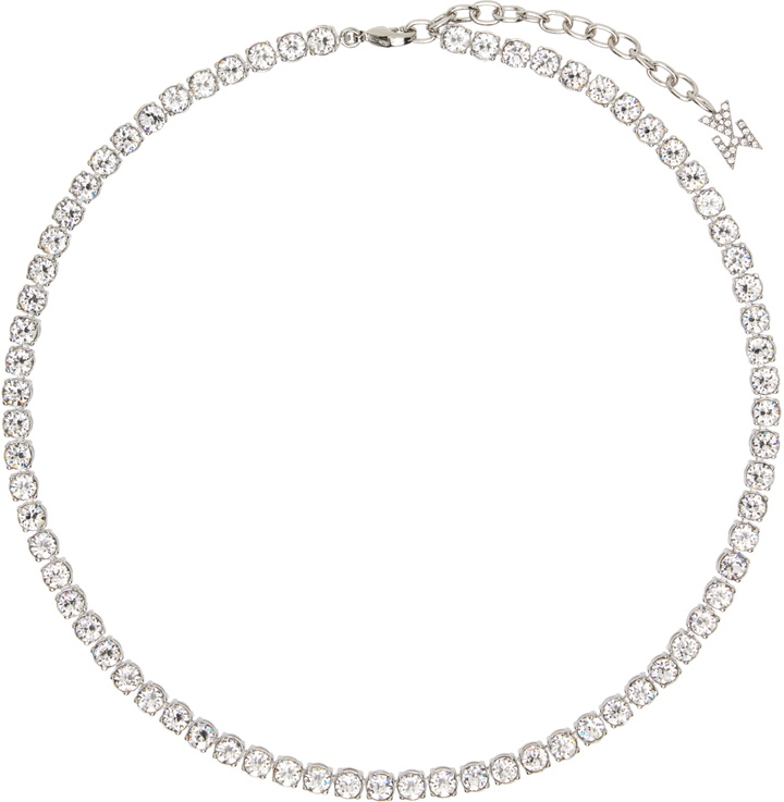 Photo: Amina Muaddi Silver Tennis Necklace