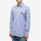 Comme des Garçons Play Men's Invader Heart Striped Shirt in Blue/White