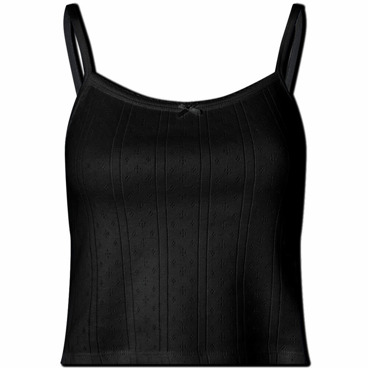 Photo: Cou Cou Women's Picot Trim Tank Vest in Black