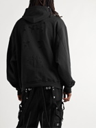 Balenciaga - Oversized Distressed Logo-Print Cotton-Jersey Hoodie - Black