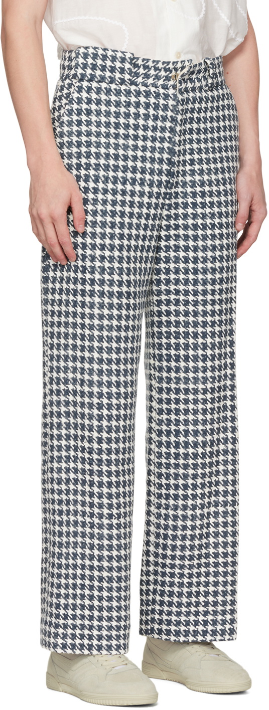 young n sang Navy Houndstooth Trousers