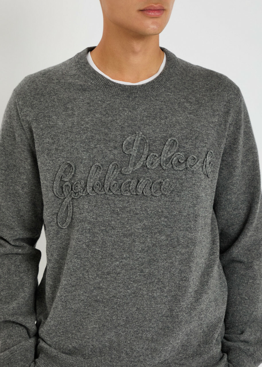 Dolce & Gabbana Logo-appliquéd Wool Sweatshirt Anthracite