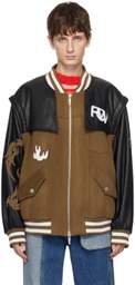 Feng Chen Wang Brown & Black 'Phoenix' Bomber Jacket