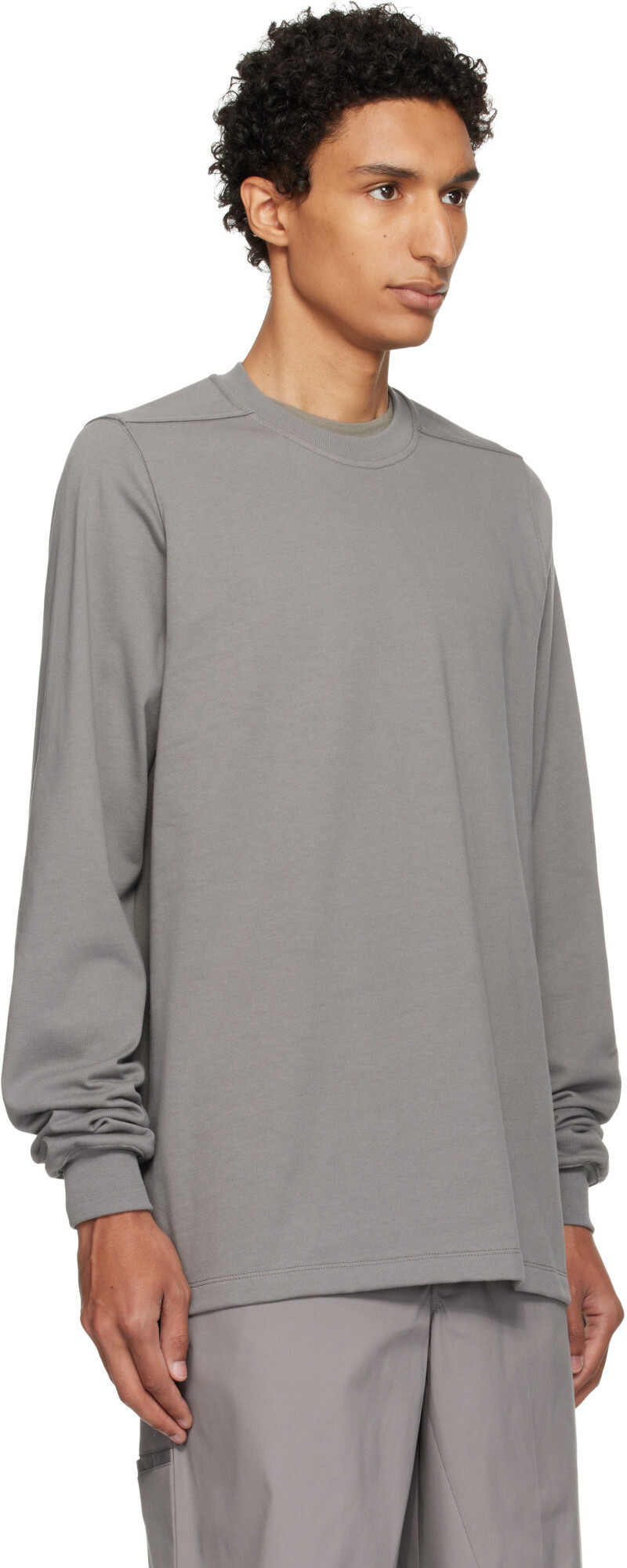 Rick Owens Gray Tower Short Crewneck LS Sweatshirt