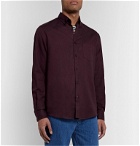 Sunspel - Button-Down Collar Brushed Cotton-Flannel Shirt - Burgundy