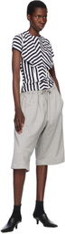 Pushbutton Navy & White Stripe Bra Draping Jersey T-shirt