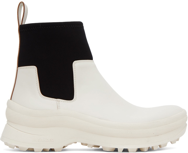 Photo: Jil Sander White Leather Chelsea Boots