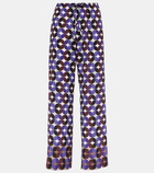 Dries Van Noten Printed mid-rise crêpe wide-leg pants