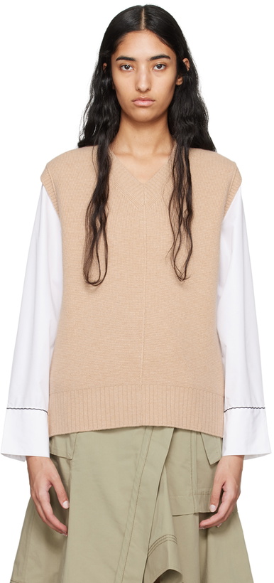 Photo: 3.1 Phillip Lim Beige Oversized Knit Vest Shirt