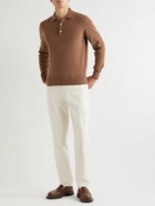 DOPPIAA - Aaric Wool-Blend Polo Shirt - Brown