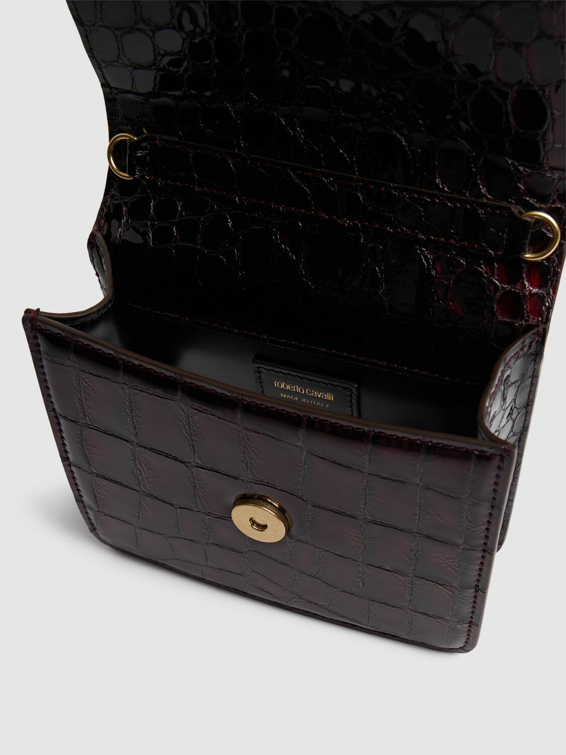 ROBERTO CAVALLI Small Roar Croc Embossed Bag