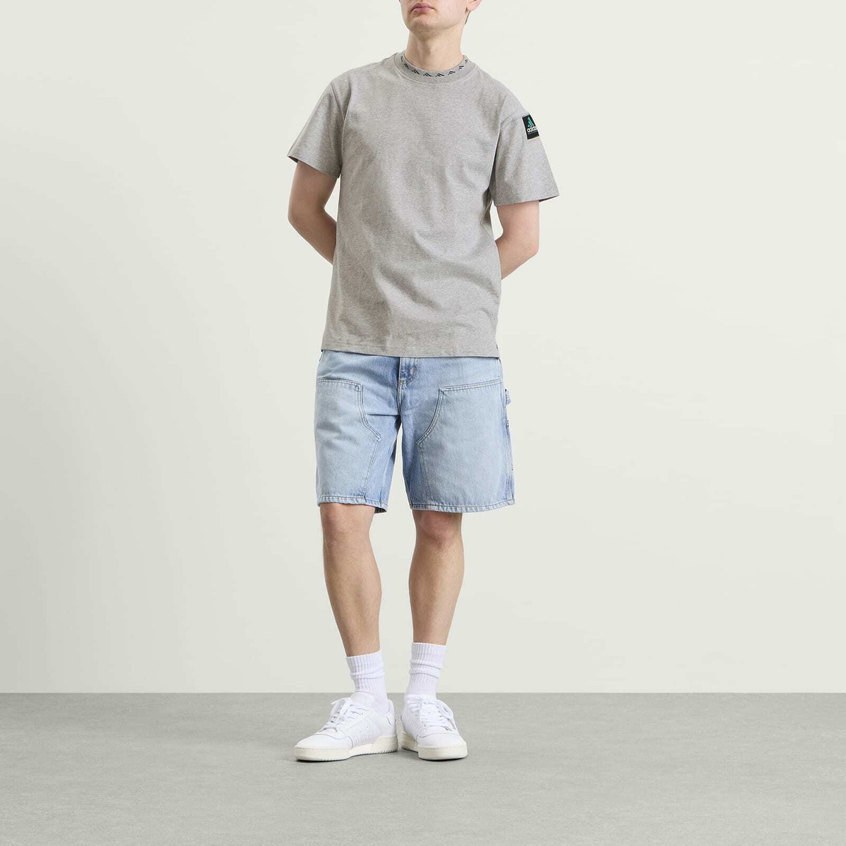 Adidas Men's No Wash Logo T-Shirt in Medium Grey Heather