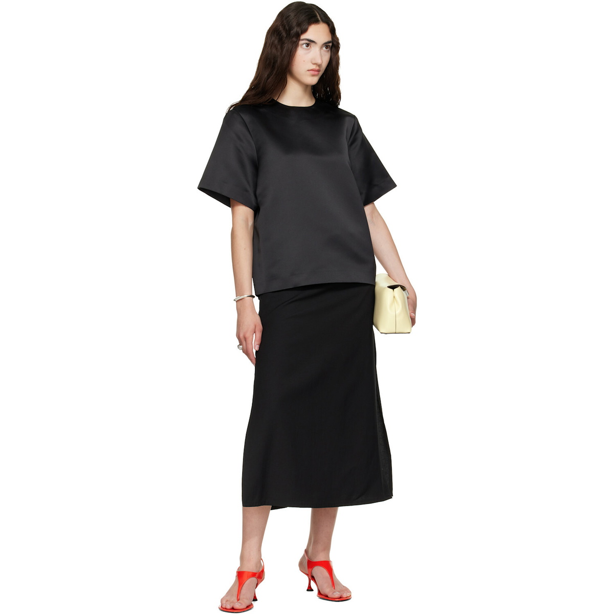 TOTEME Black Duchess Satin T-shirt