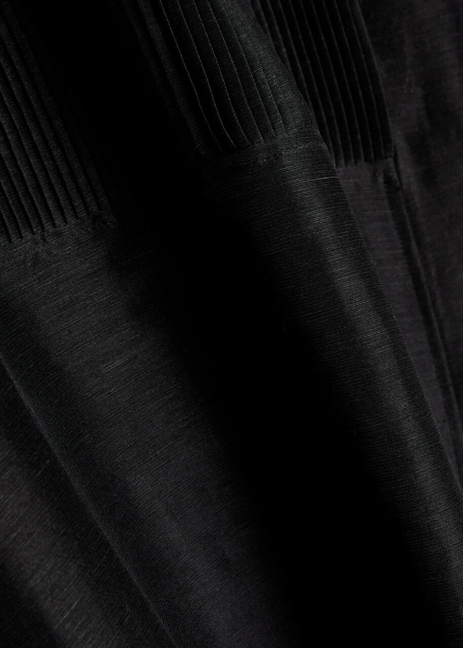 Tory Burch Pintucked Linen and Silk-blend Kaftan Black