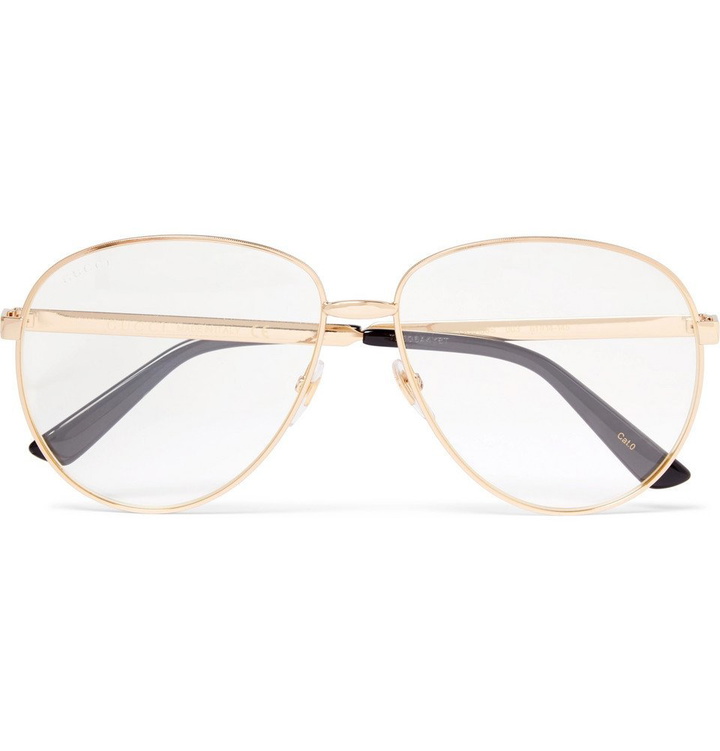 Photo: Gucci - Aviator-Style Gold-Tone and Enamel Optical Glasses - Men - Clear