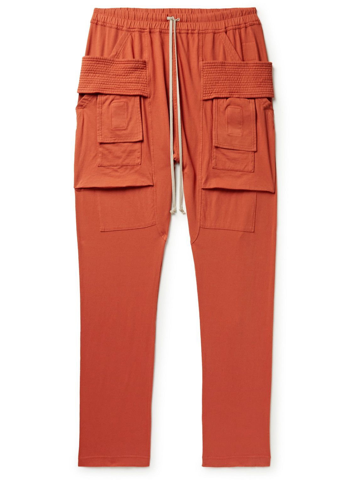 Rick Owens - Creatch Slim-Fit Tapered Organic Cotton-Jersey Drawstring Cargo  Trousers - Orange Rick Owens