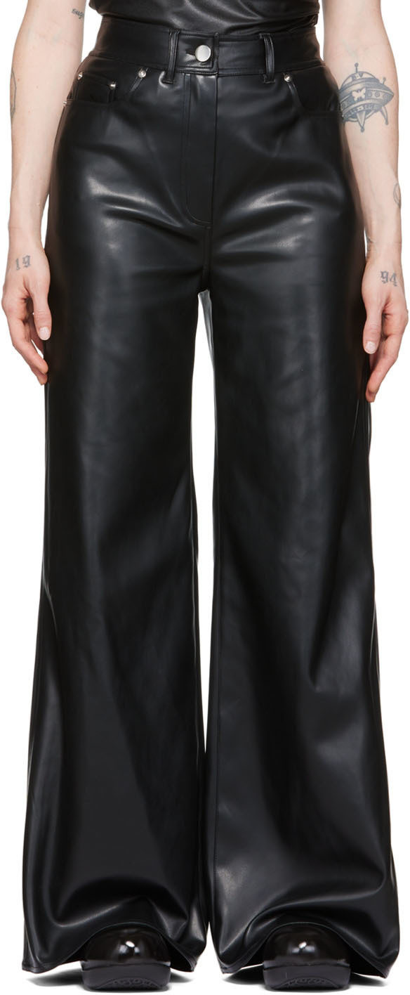 Stand Studio Black Jelena Faux-Leather Trousers