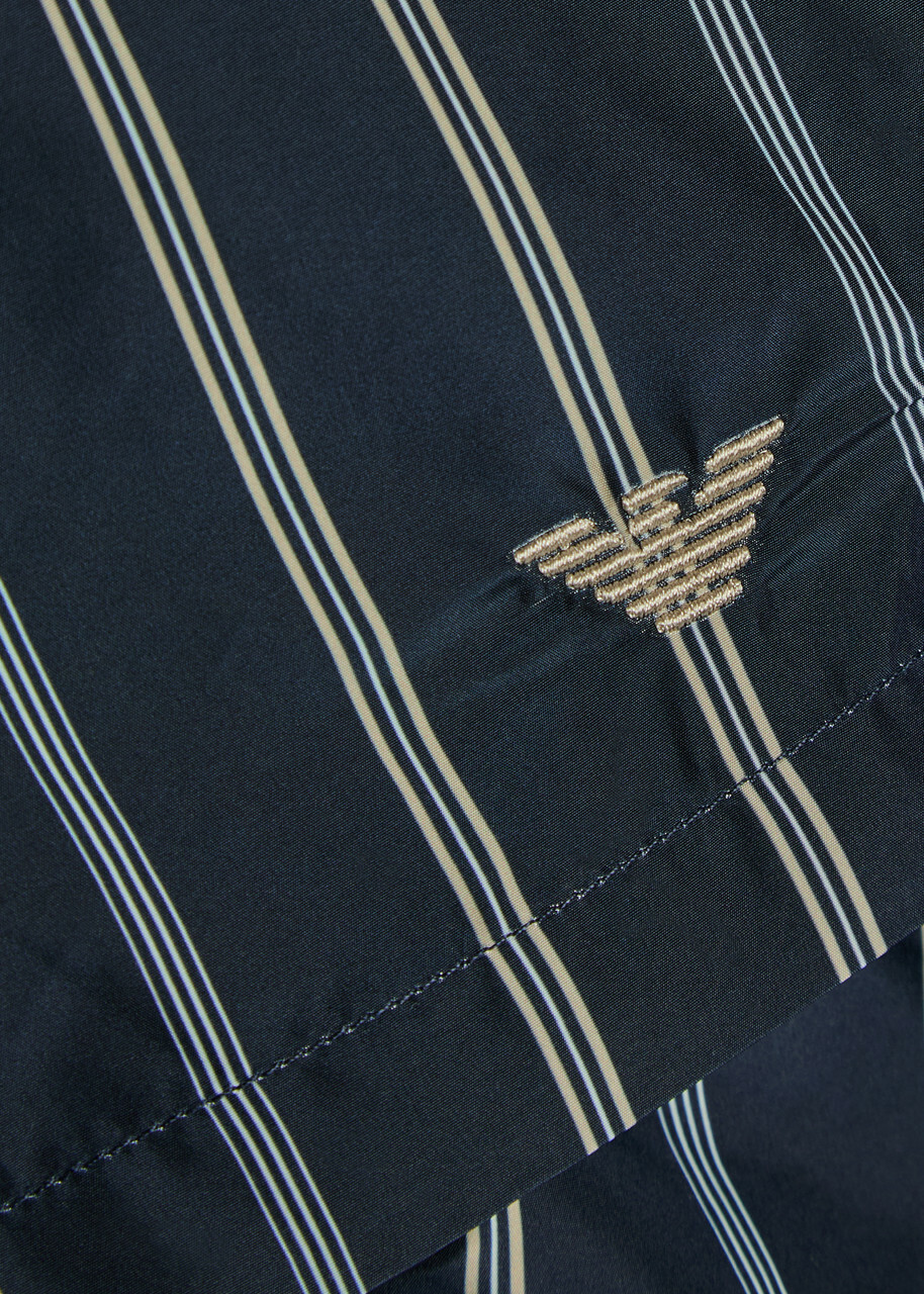 Emporio Armani Logo-embroidered Crinkled Nylon Swim Shorts Navy